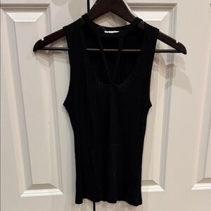 Black cutout Sleeveless Ribbed Top
